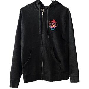 String Cheese Incident Band Small Full Zip Peacock Hoodie Charcoal Gray Red
